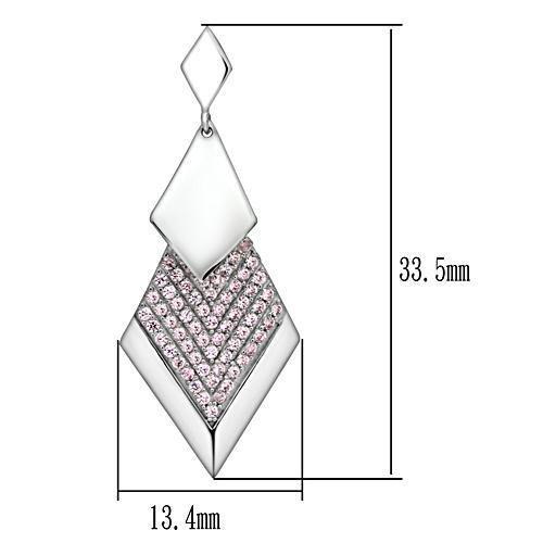 TS053 - Rhodium 925 Sterling Silver Earrings with AAA Grade CZ  in Rose Elsy Style Earrings