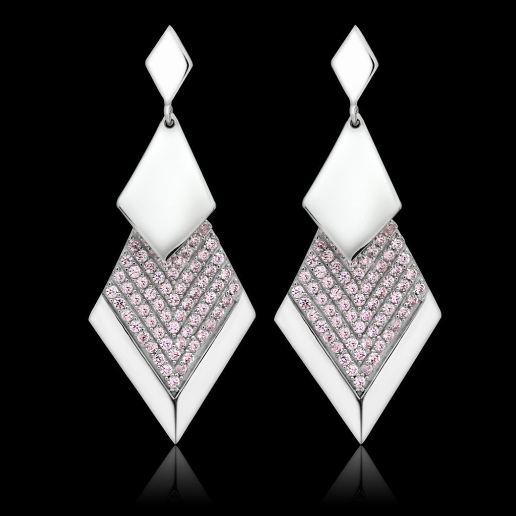 TS053 - Rhodium 925 Sterling Silver Earrings with AAA Grade CZ  in Rose Elsy Style Earrings