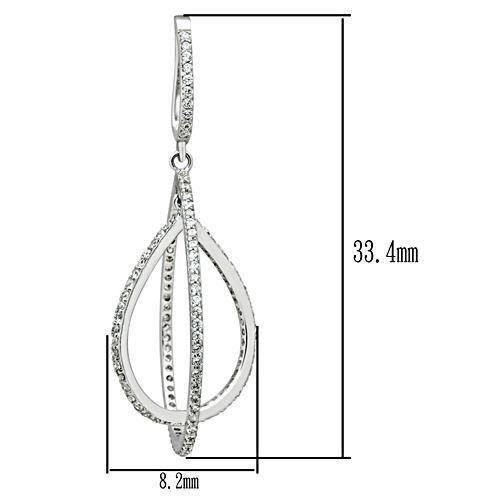 TS055 - Rhodium 925 Sterling Silver Earrings with AAA Grade CZ  in Clear Elsy Style Earrings