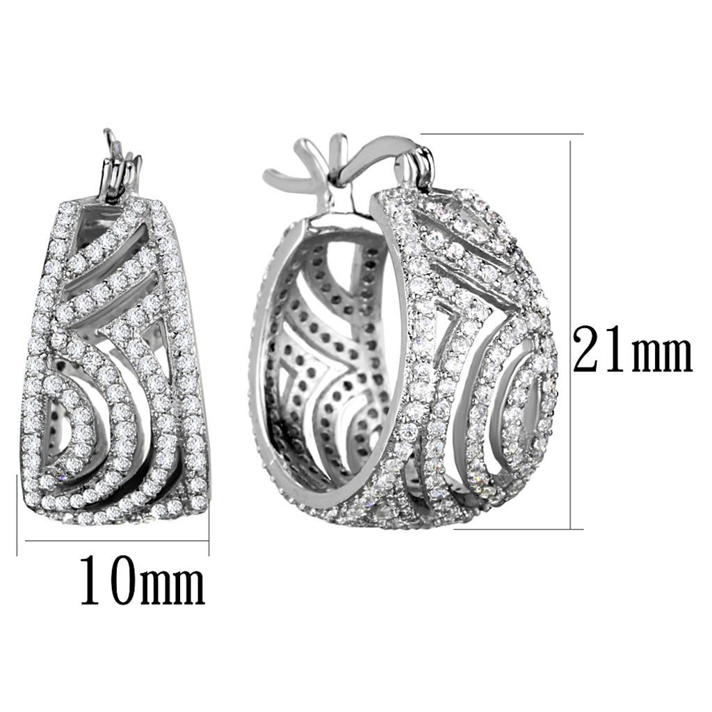 TS296 - Rhodium 925 Sterling Silver Earrings with AAA Grade CZ  in Clear Elsy Style Earrings