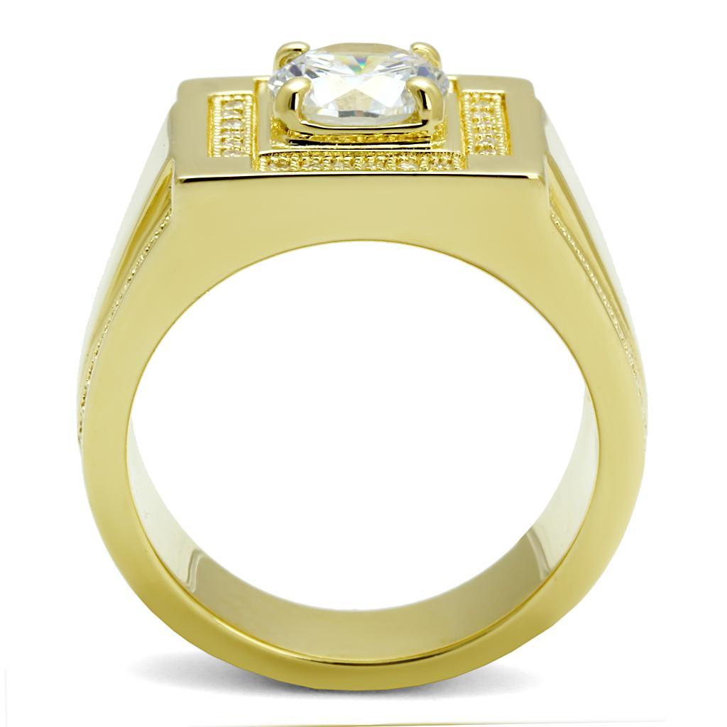 TS552 - Gold 925 Sterling Silver Ring with AAA Grade CZ  in Clear Elsy Style Ring