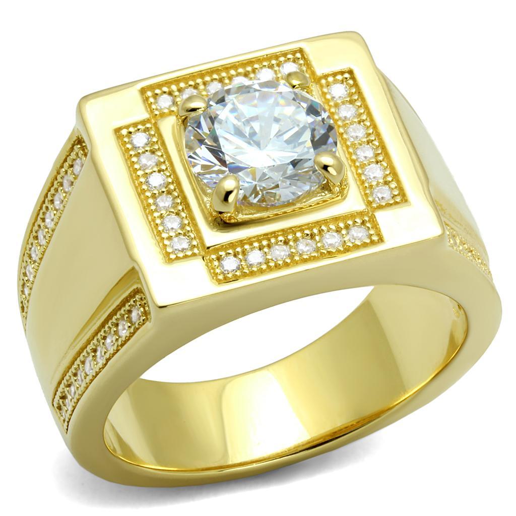 TS552 - Gold 925 Sterling Silver Ring with AAA Grade CZ  in Clear Elsy Style Ring