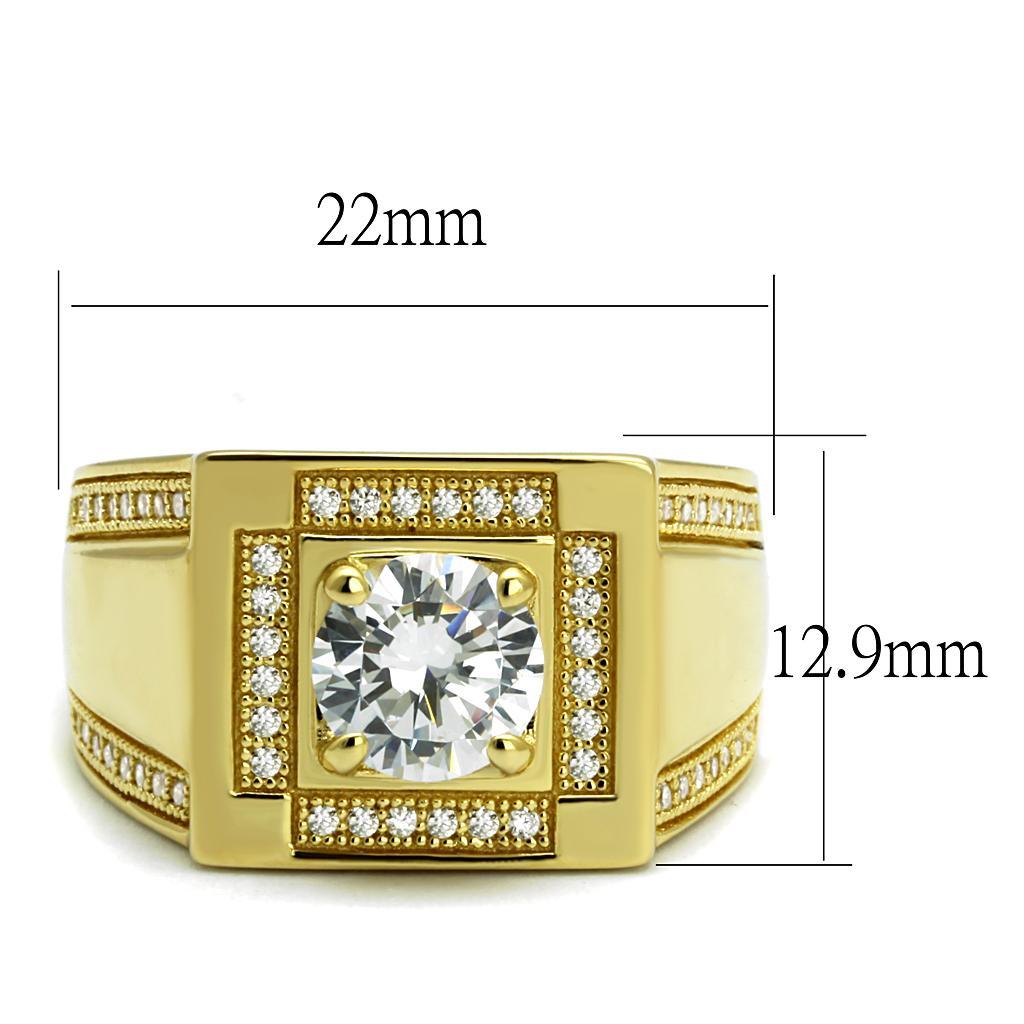 TS552 - Gold 925 Sterling Silver Ring with AAA Grade CZ  in Clear Elsy Style Ring