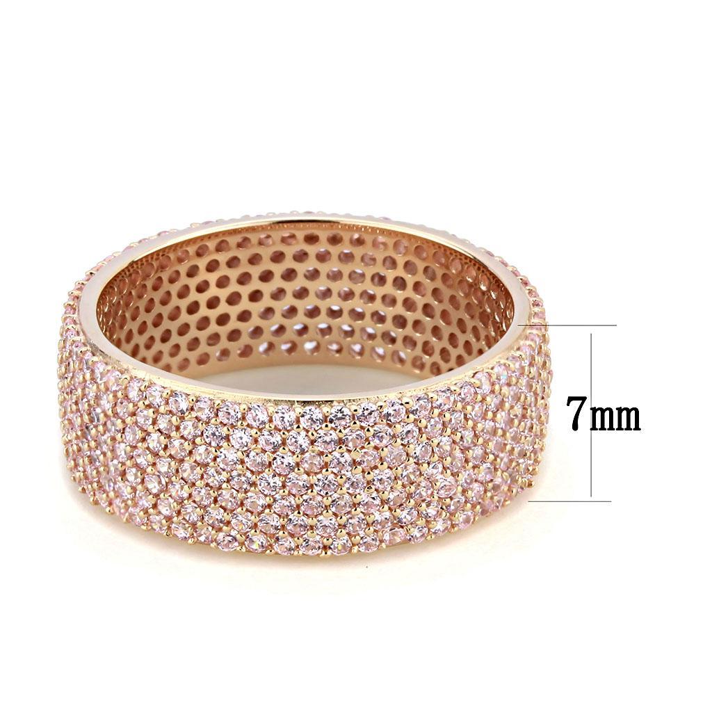 TS612 - Rose Gold 925 Sterling Silver Ring with AAA Grade CZ  in Light Rose Elsy Style Ring