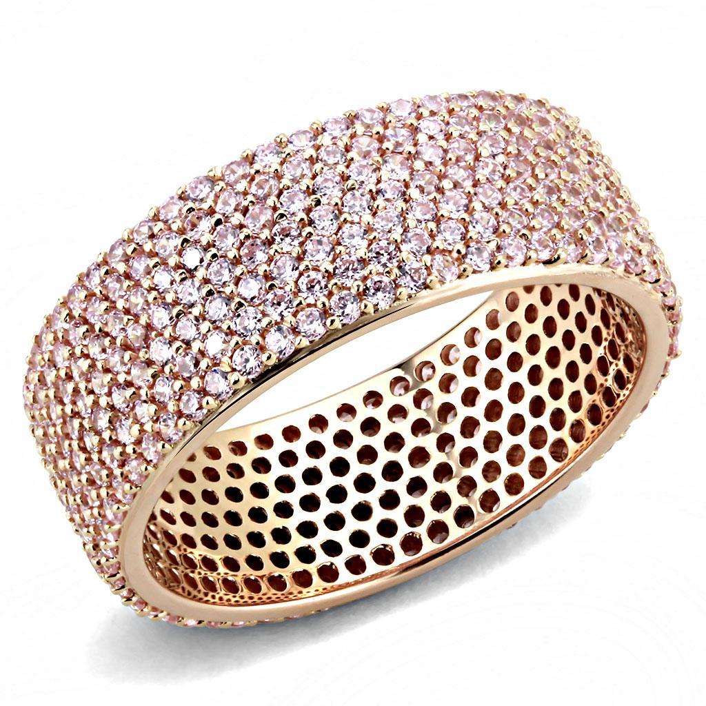 TS612 - Rose Gold 925 Sterling Silver Ring with AAA Grade CZ  in Light Rose Elsy Style Ring