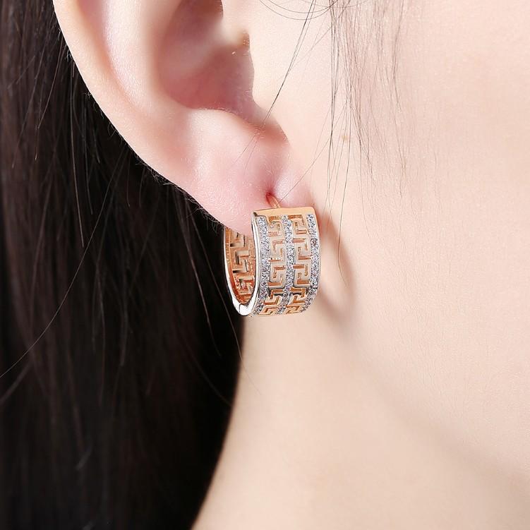 Thick  Crystal Micro-Pav'e Huggie Hoop Earrings Set in 18K Gold Elsy Style Earring