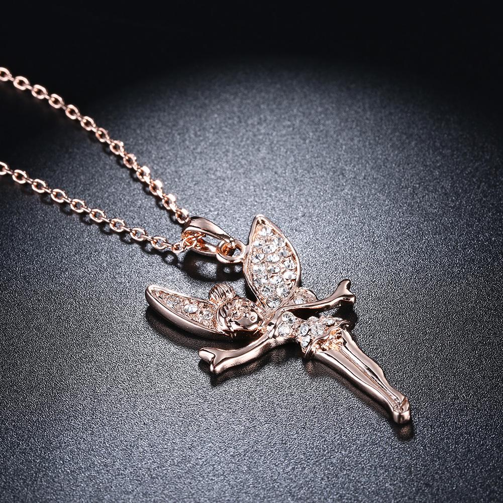 Tinkerbell Classic Necklace Embellished with  Crystals in 18K Rose Gold Plated Elsy Style Necklace