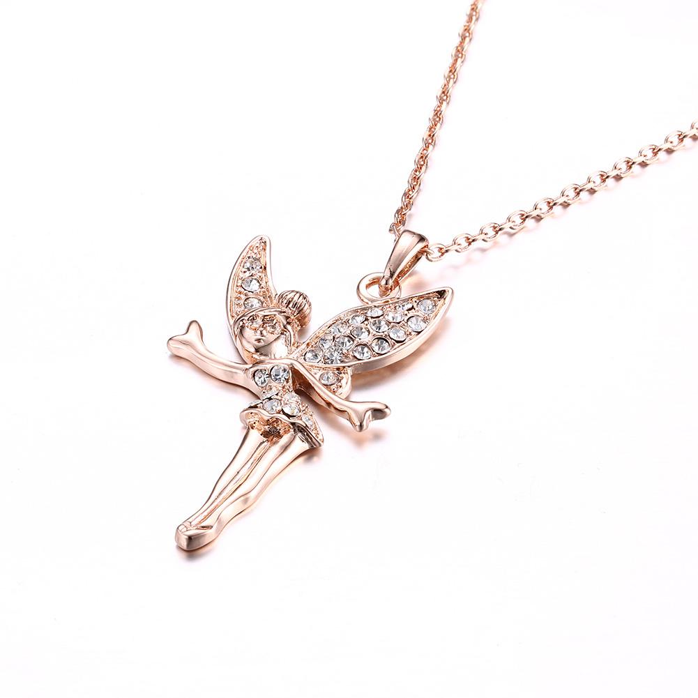 Tinkerbell Classic Necklace Embellished with  Crystals in 18K Rose Gold Plated Elsy Style Necklace