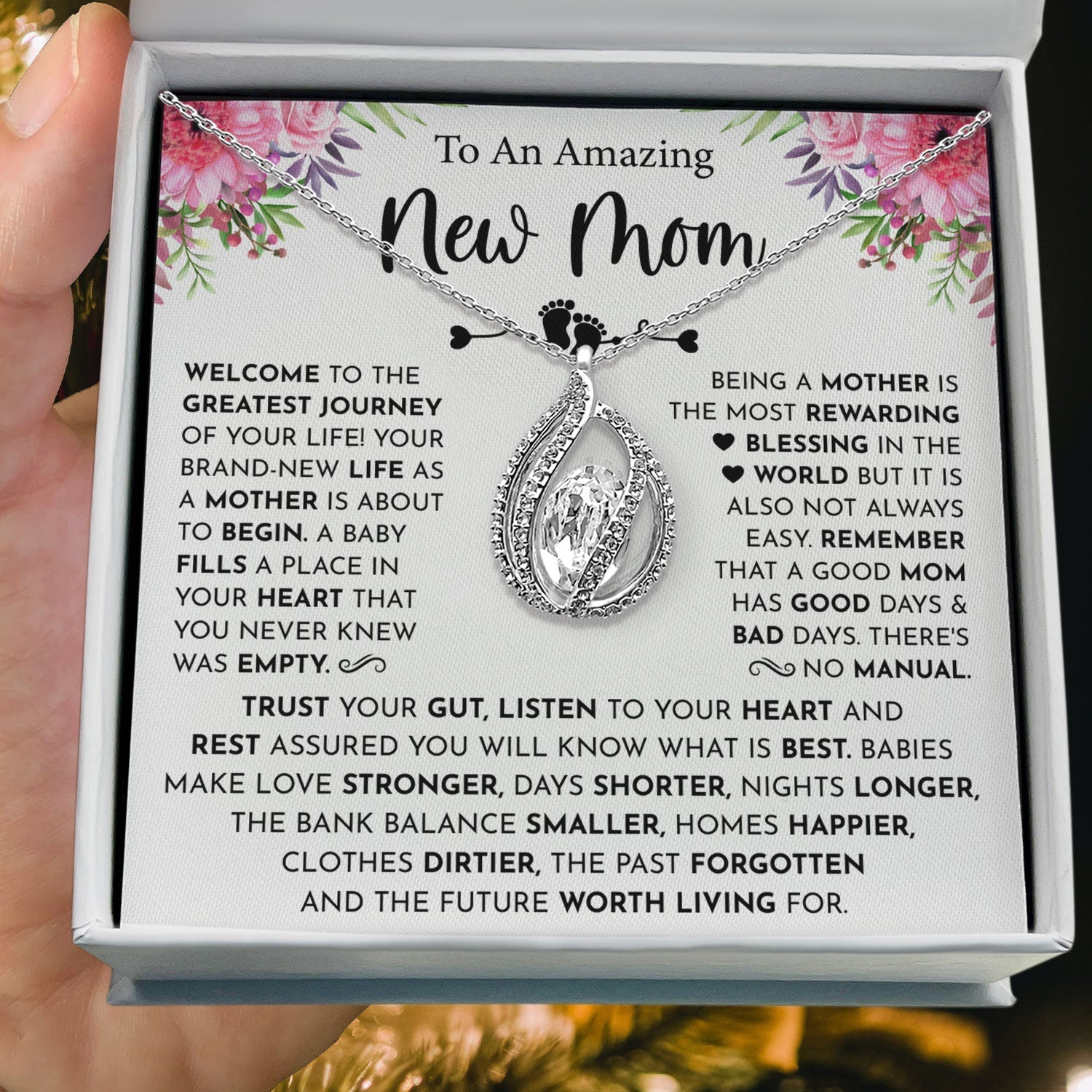 To An Amazing New Mom - Being a Mother Is The Most Rewarding ,Blessing In The World - Orbital Birdcage Necklace Elsy Style Necklaces