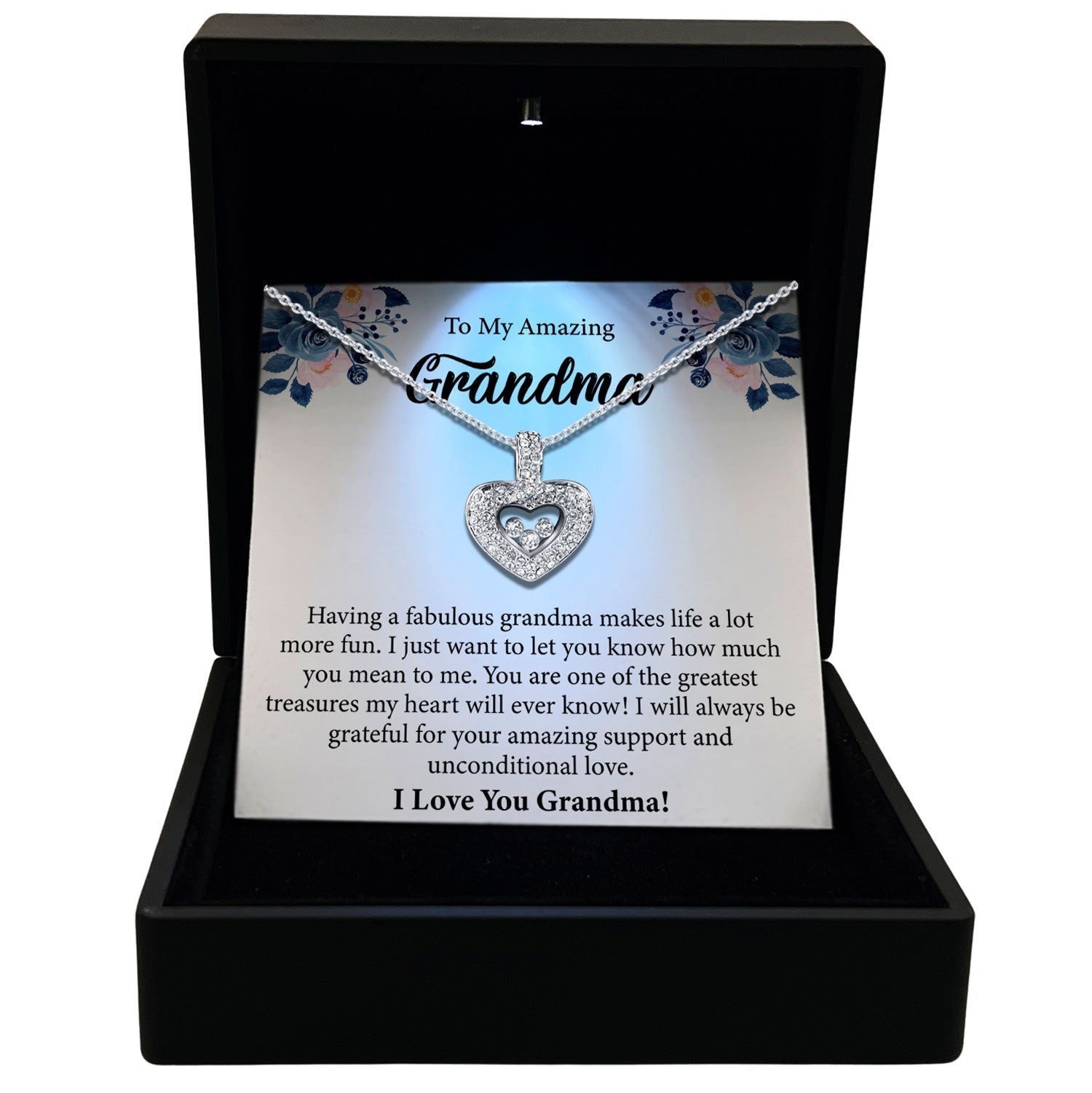 To My Amazing Grandma - Having A Fabulous Grandma Makes Life a Lot More Fun - Tryndi Floating Heart Necklace Elsy Style Necklaces