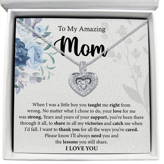 To My Amazing Mom - I Will Always Need Your Lessons You Still Share - Tryndi Floating Heart Necklace Elsy Style Necklaces