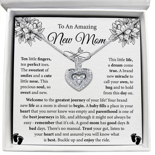 To My Amazing New Mom - A Baby Fills a Place In Your Heart - Tryndi Floating Heart Necklace Elsy Style Necklaces