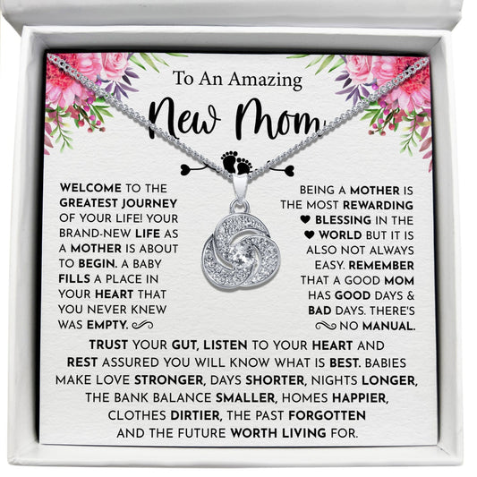 To My Amazing New Mom - Being a Mother Is The Most Rewarding - Tryndi Love Knot Necklace Elsy Style Necklaces