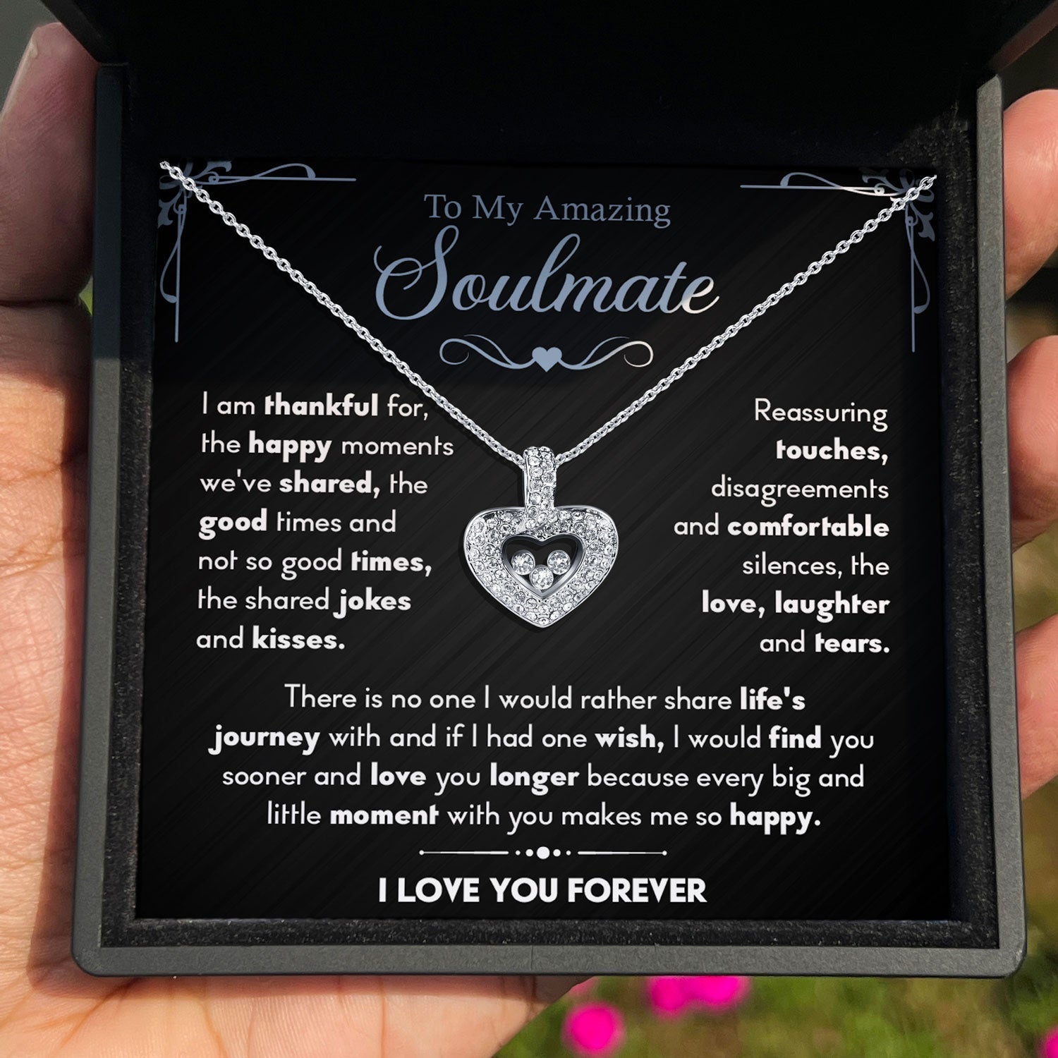 To My Amazing Soulmate - Every Big & Little Moment With You Makes Me Happy - Tryndi Floating Heart Necklace Elsy Style Necklaces