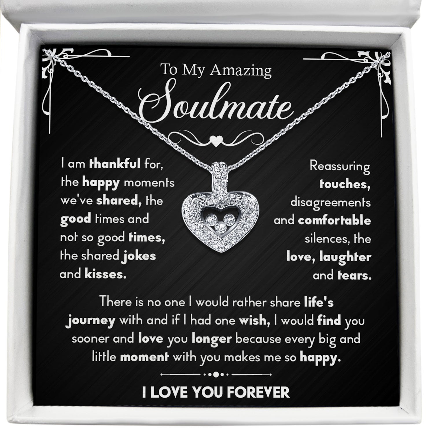 To My Amazing Soulmate - Every Big & Little Moment With You Makes Me Happy - Tryndi Floating Heart Necklace Elsy Style Necklaces