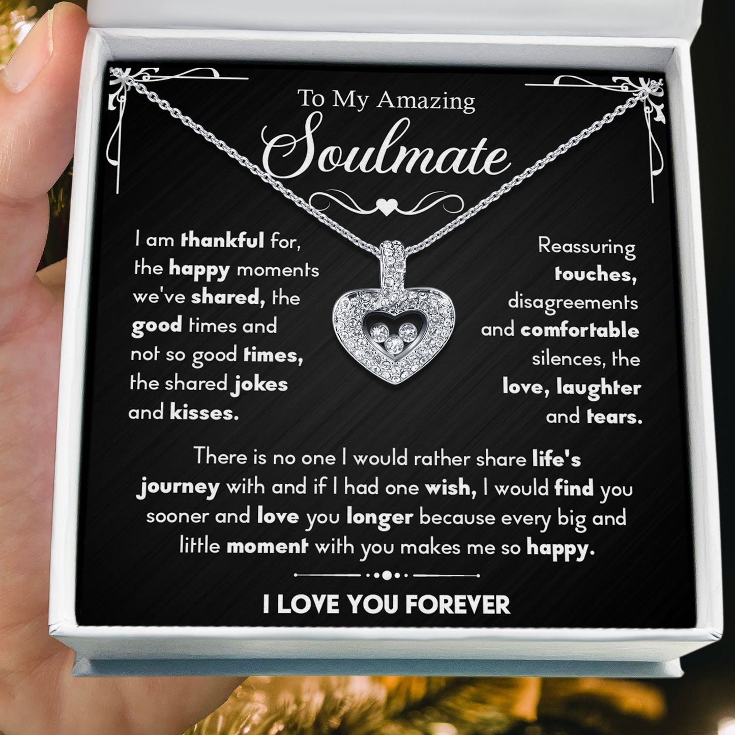 To My Amazing Soulmate - Every Big & Little Moment With You Makes Me Happy - Tryndi Floating Heart Necklace Elsy Style Necklaces