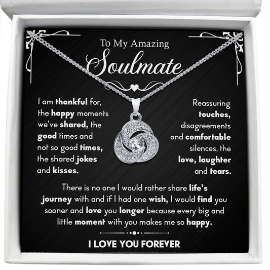 To My Amazing Soulmate - Every Big and Little Moment With You Makes Me Happy - Tryndi Love Knot Necklace Elsy Style Necklaces