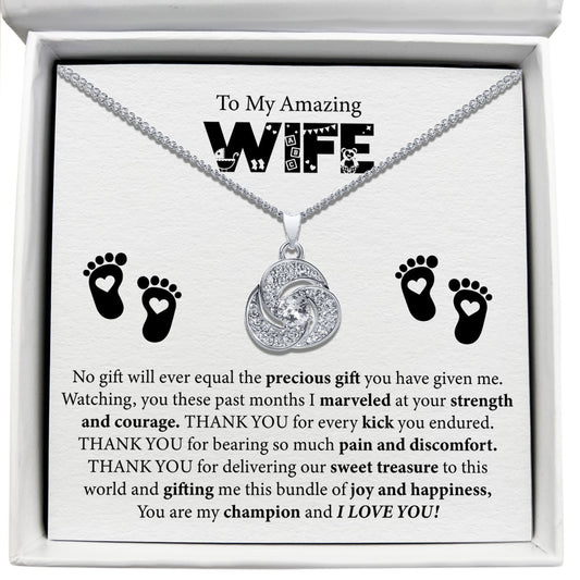 To My Amazing Wife - Thank You For Every Kick You Endured - Tryndi Love Knot Necklace Elsy Style Necklaces