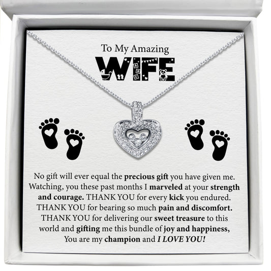 To My Amazing Wife - You Are My Champion & I Love You - Tryndi Floating Heart Necklace Elsy Style Necklaces