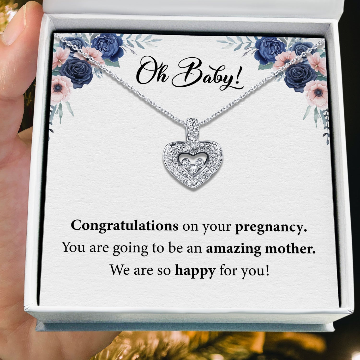 To My Baby - We Are So Happy For You! - Tryndi Floating Heart Necklace Elsy Style Necklaces