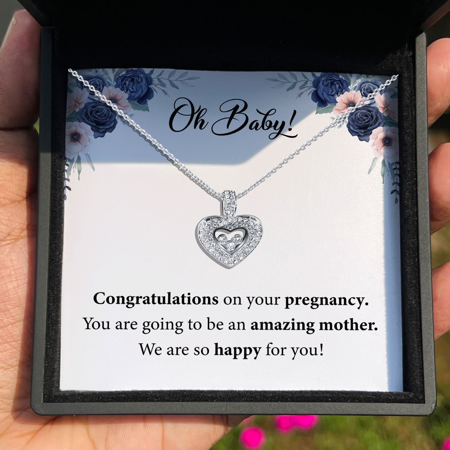 To My Baby - We Are So Happy For You! - Tryndi Floating Heart Necklace Elsy Style Necklaces