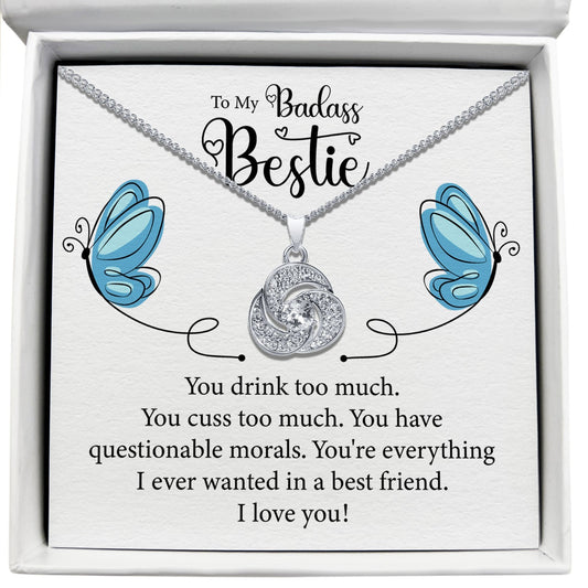 To My Baddas Bestie - You Have Questionable Morals - Tryndi Love Knot Necklace Elsy Style Necklaces