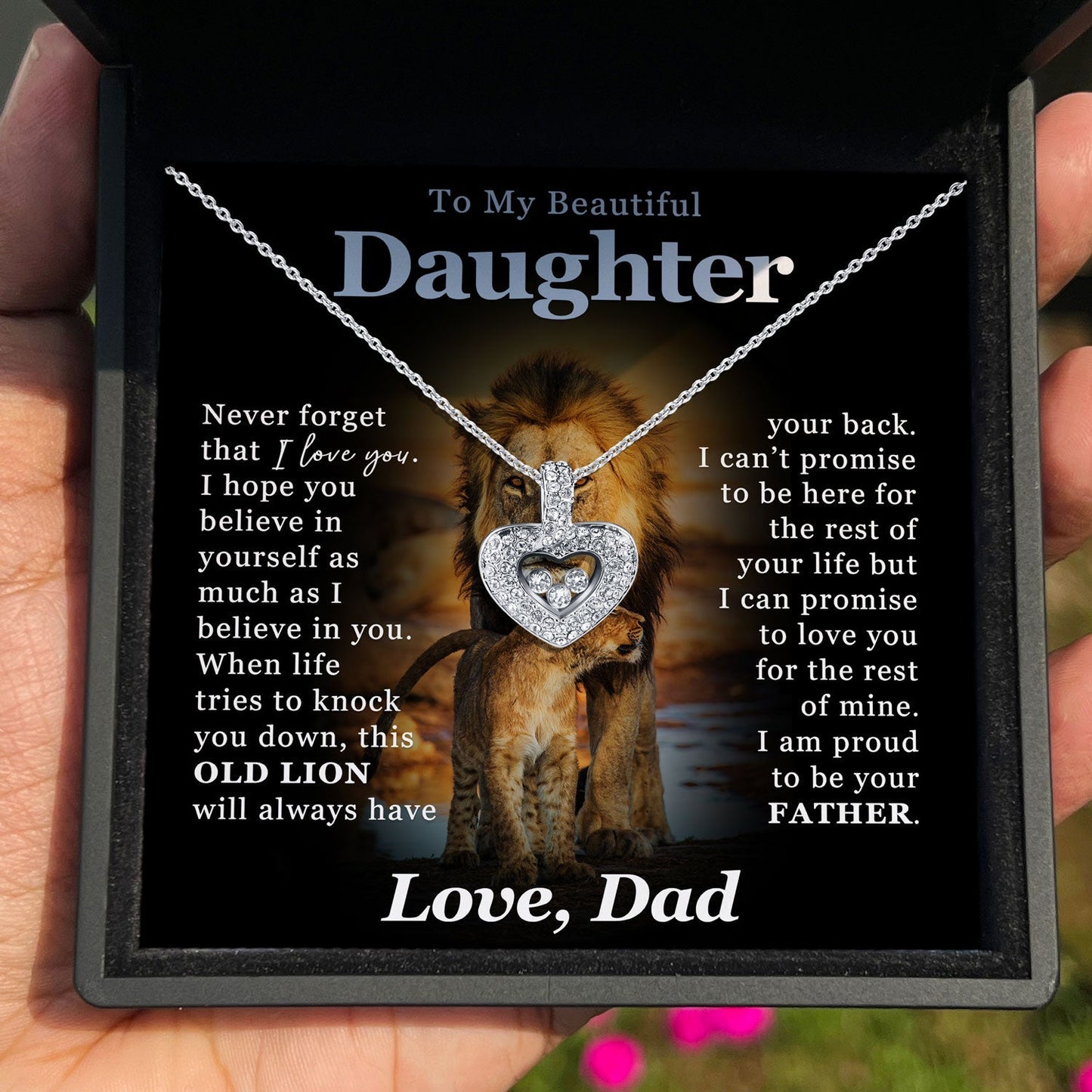 To My Beautiful Daughter - I am Proud To Be Your Father - Tryndi Floating Heart Necklace Elsy Style Necklaces