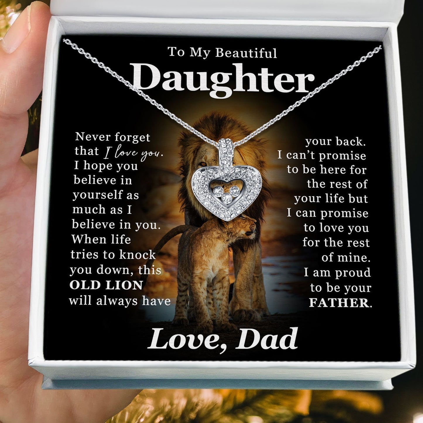 To My Beautiful Daughter - I am Proud To Be Your Father - Tryndi Floating Heart Necklace Elsy Style Necklaces