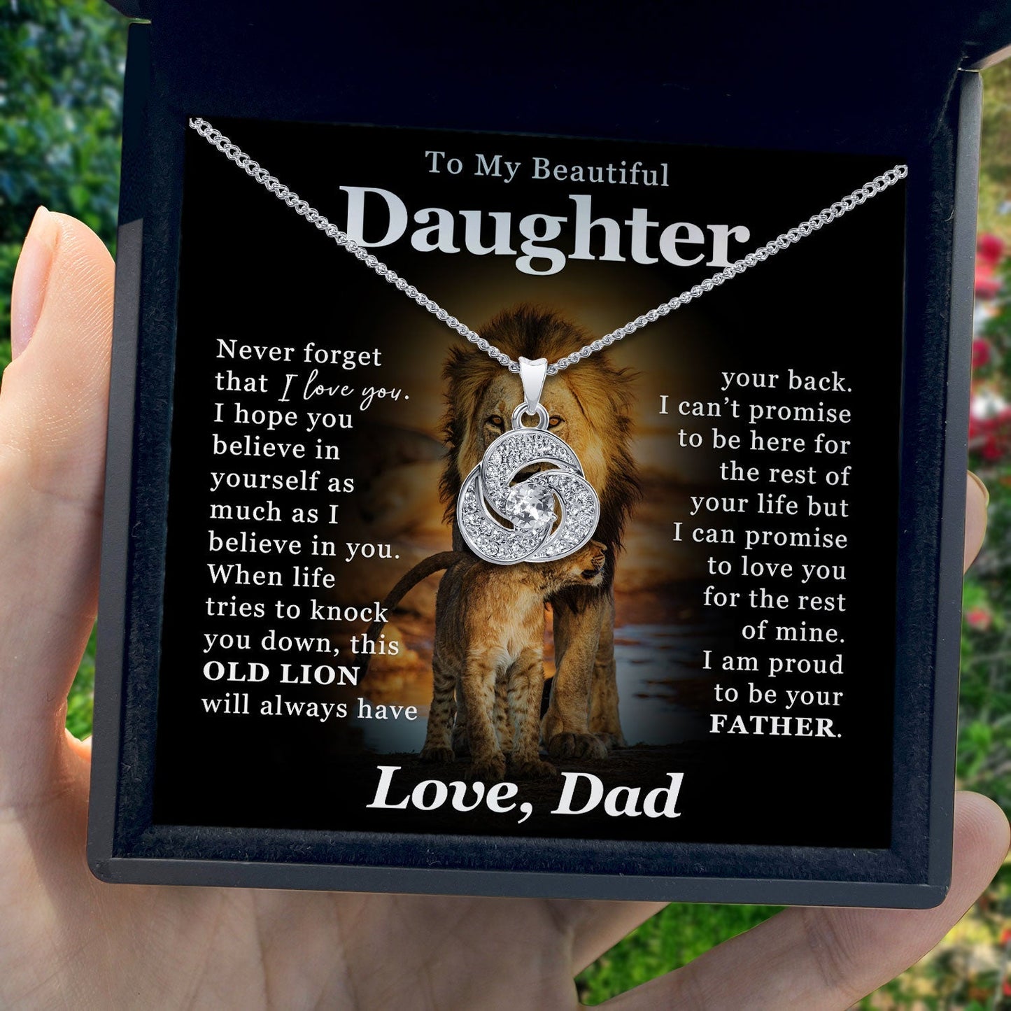 To My Beautiful Daughter - I'm Proud To Be Your Father - Tryndi Love Knot Necklace Elsy Style Necklaces