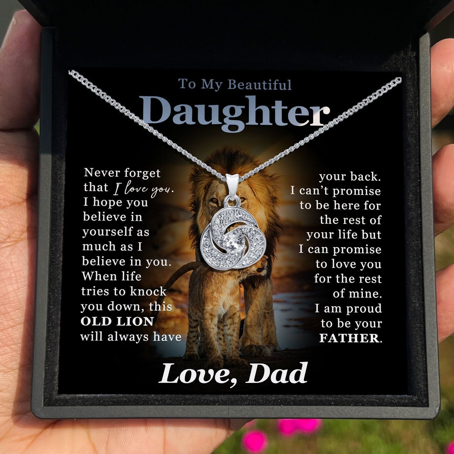 To My Beautiful Daughter - I'm Proud To Be Your Father - Tryndi Love Knot Necklace Elsy Style Necklaces