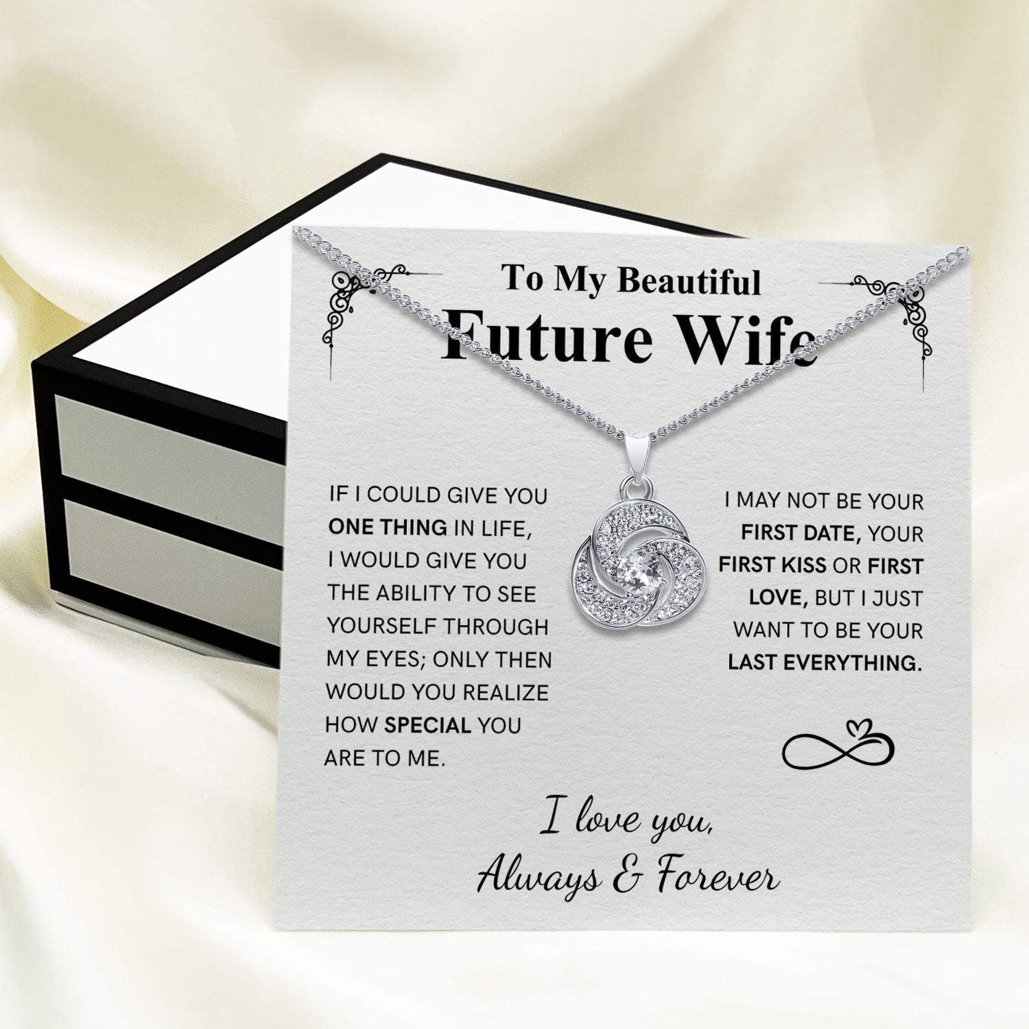 To My Beautiful Future Wife - Love You Always and Forever - Tryndi Love Knot Necklace Elsy Style Necklaces