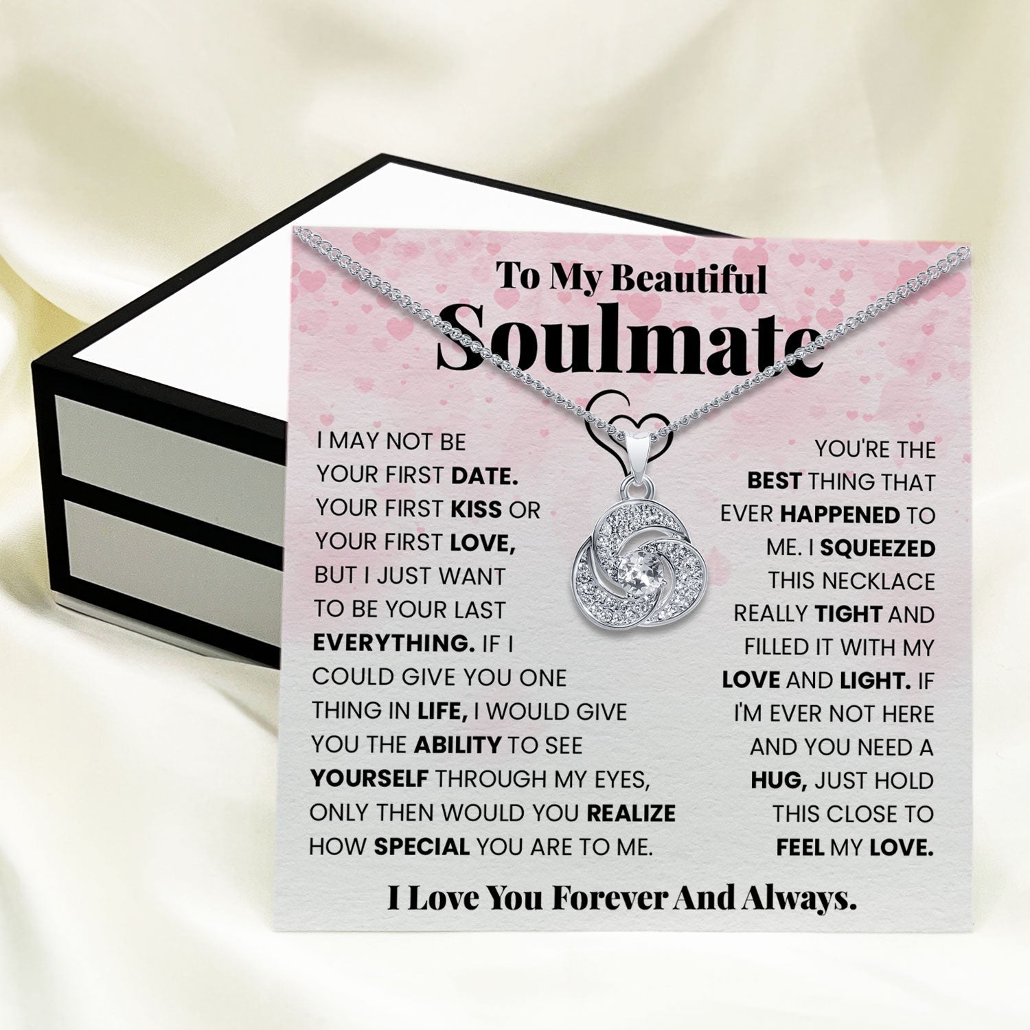 To My Beautiful Soulmate - Just Hold This Close to Feel My Love - Tryndi Love Knot Necklace Elsy Style Necklaces