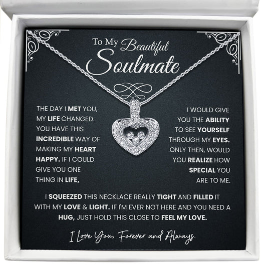 To My Beautiful Soulmate - The Day I Met You, My Life Changed - Tryndi Floating Heart Necklace Elsy Style Necklaces