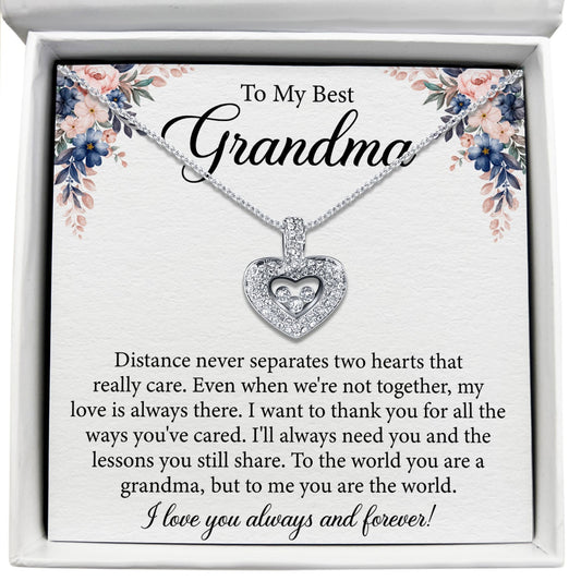 To My Best Grandma - To Me You Are The World - Tryndi Floating Heart Necklace Elsy Style Necklaces