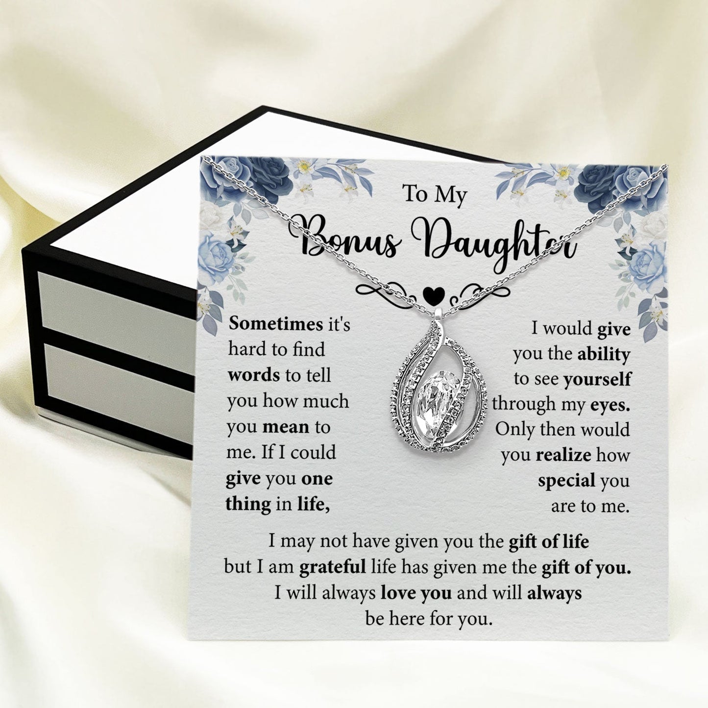 To My Bonus Daughter - I Will Always Be Here For You - Orbital Birdcage Necklace Elsy Style Necklaces