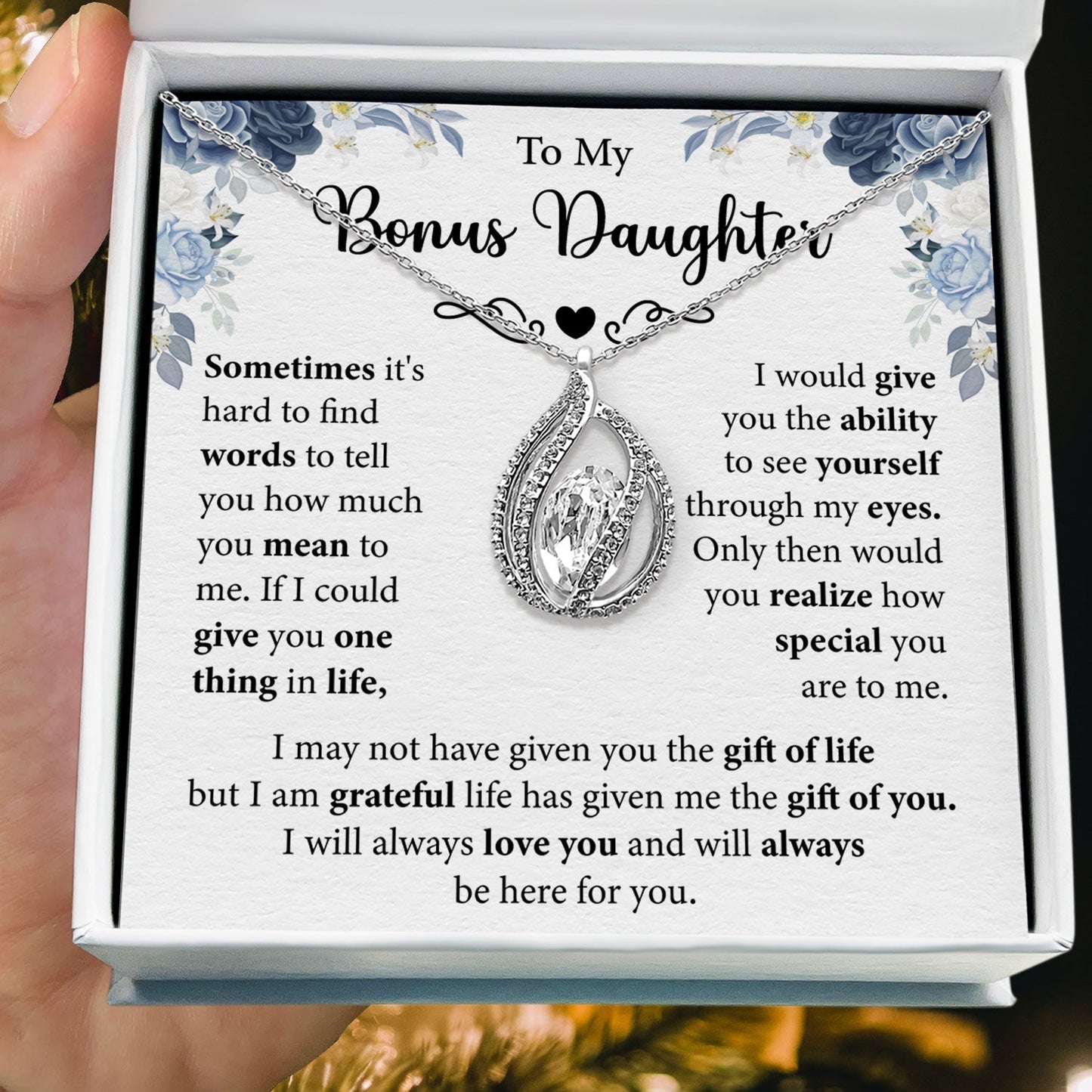 To My Bonus Daughter - I Will Always Be Here For You - Orbital Birdcage Necklace Elsy Style Necklaces