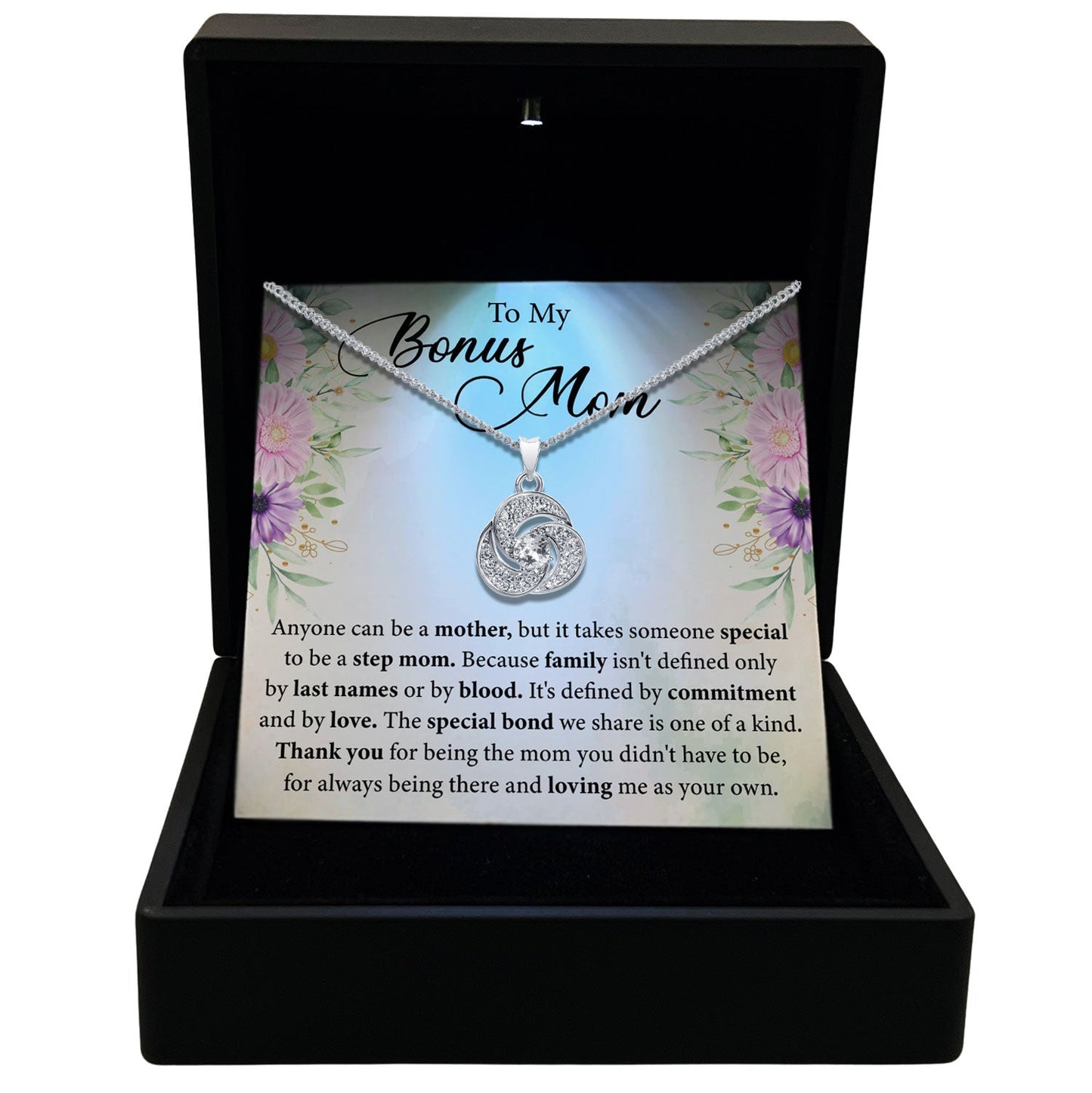 To My Bonus Mom - Family Defined By Commitment and By Love - Tryndi Love Knot Necklace Elsy Style Necklaces