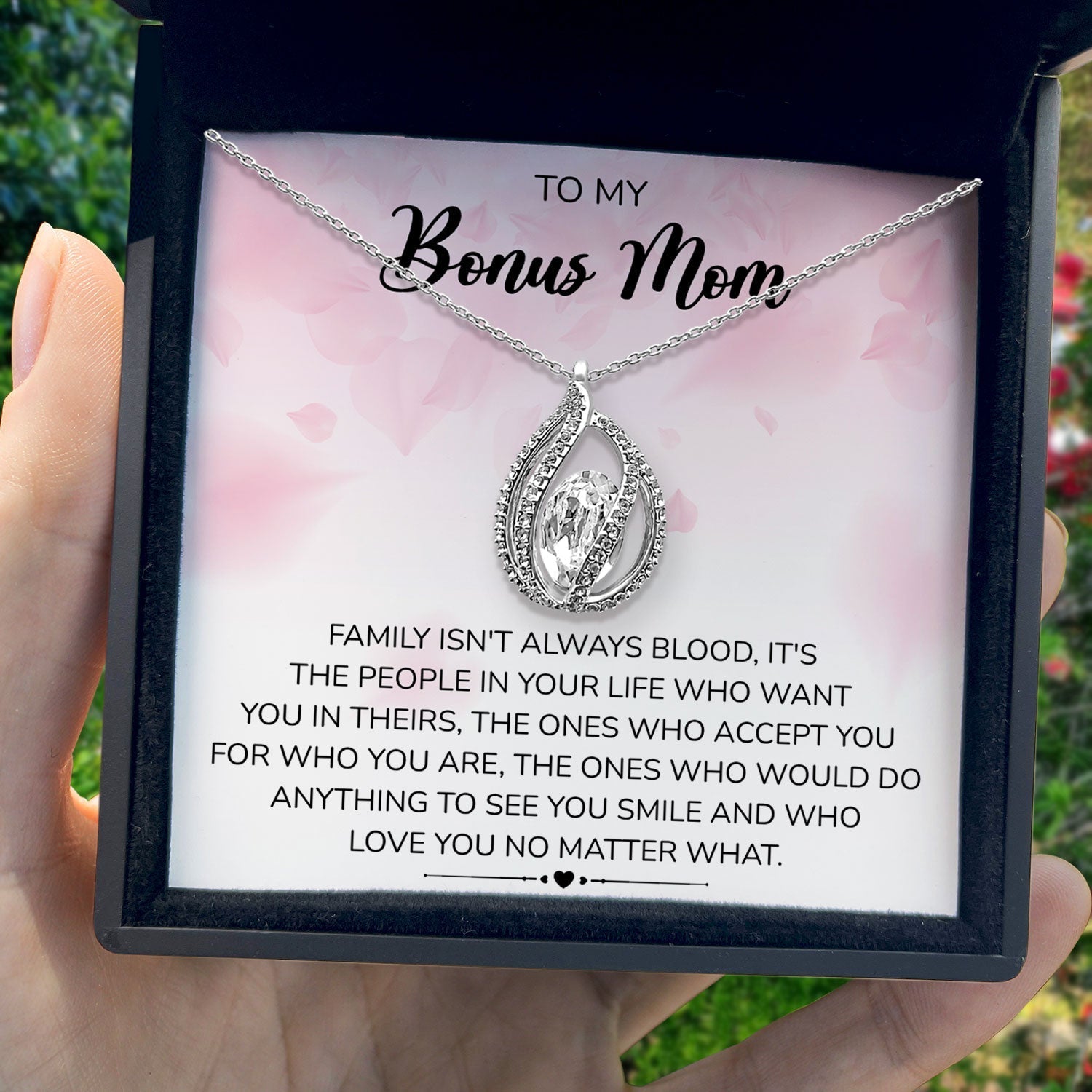 To My Bonus Mom - Family Isn't Always Blood,It's The People In Your Life Who Want You In Theirs - Orbital Birdcage Necklace Elsy Style Necklaces