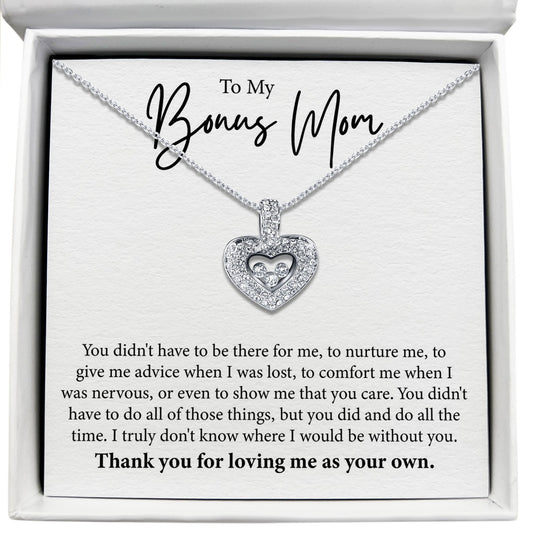 To My Bonus Mom - Give Me Advice When I Was Lost - Tryndi Floating Heart Necklace Elsy Style Necklaces