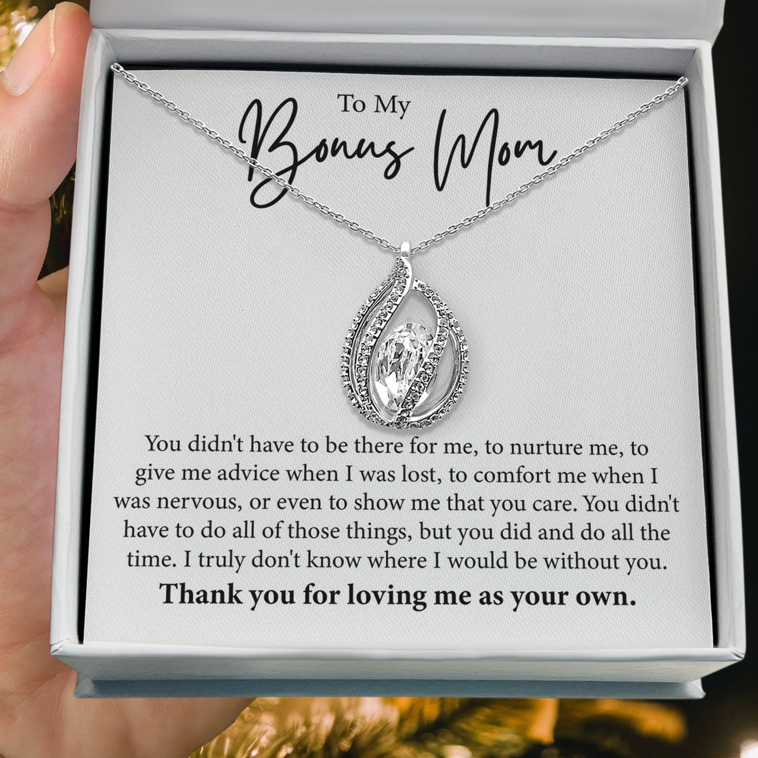 To My Bonus Mom - I Truly Don't Know Where I Would Be Without You - Orbital Birdcage Necklace Elsy Style Necklaces