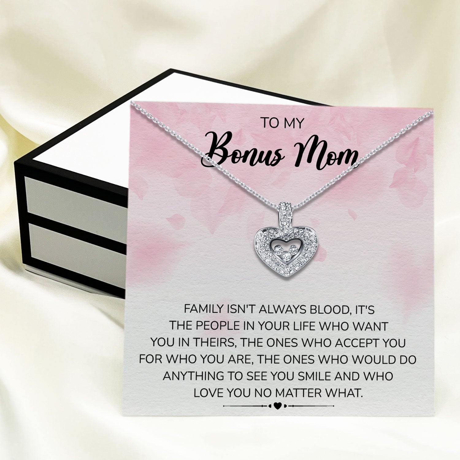 To My Bonus Mom - Love You No Matter What - Tryndi Floating Heart Necklace Elsy Style Necklaces