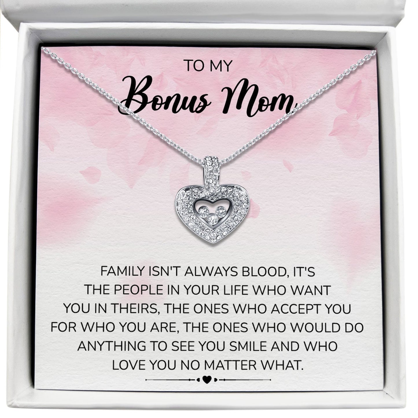 To My Bonus Mom - Love You No Matter What - Tryndi Floating Heart Necklace Elsy Style Necklaces