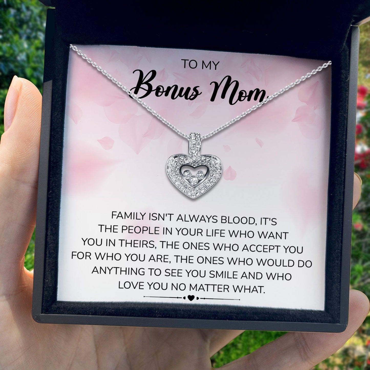 To My Bonus Mom - Love You No Matter What - Tryndi Floating Heart Necklace Elsy Style Necklaces