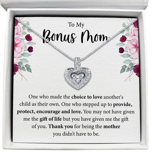 To My Bonus Mom - Thank You For Being The Mother - Tryndi Floating Heart Necklace Elsy Style Necklaces