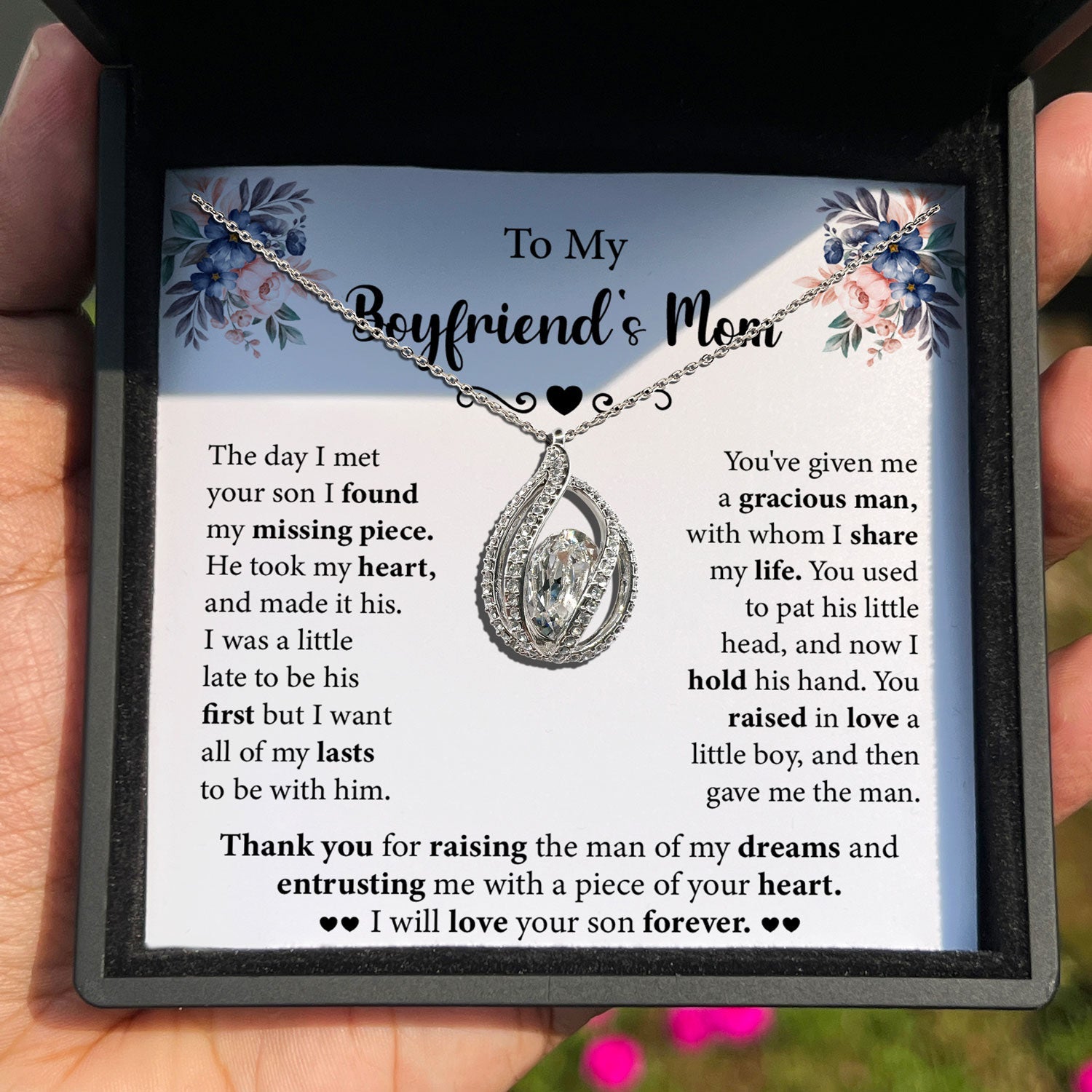 To My Boyfriend's Mom - I Will Love Your Son Forever - Orbital Birdcage Necklace Elsy Style Necklaces