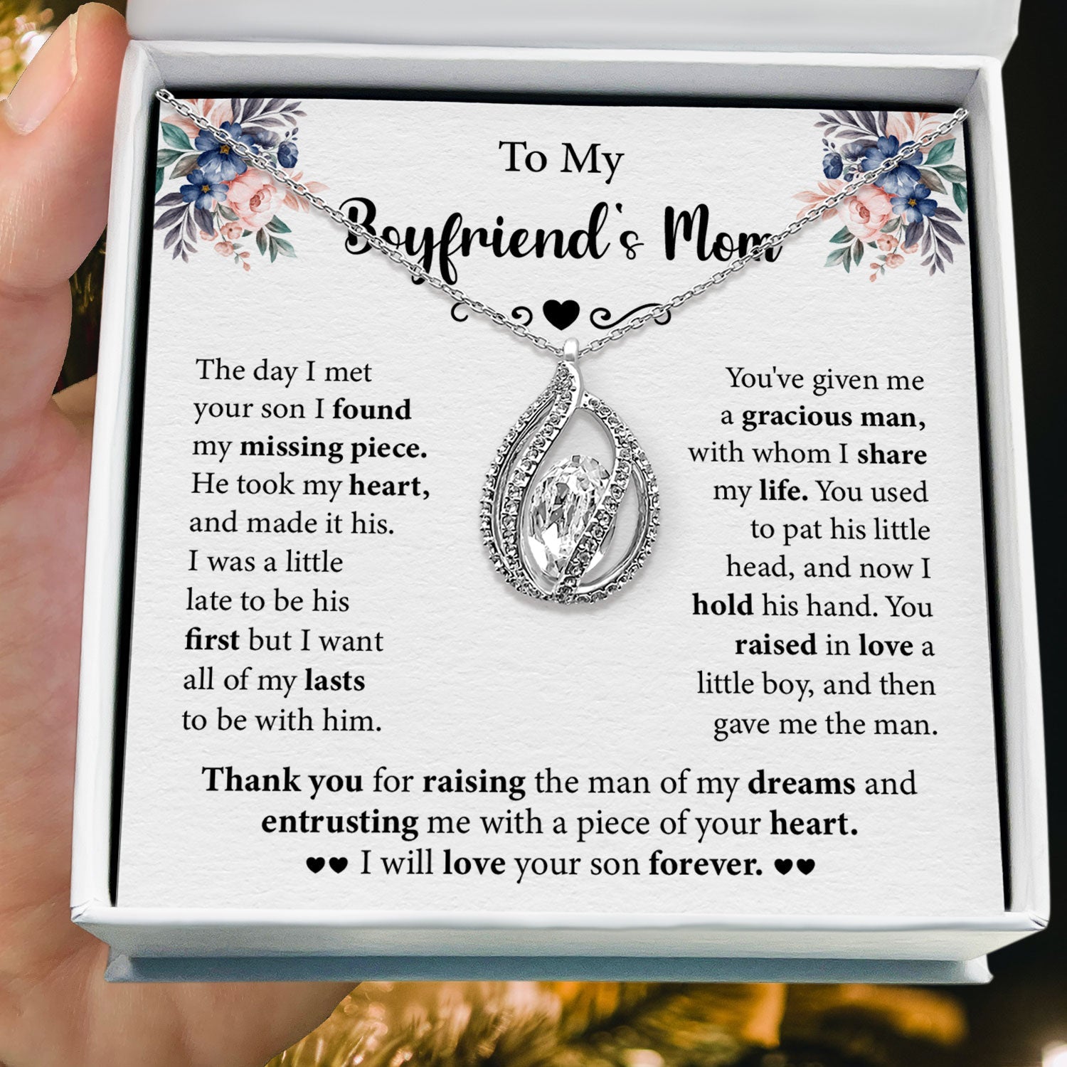 To My Boyfriend's Mom - I Will Love Your Son Forever - Orbital Birdcage Necklace Elsy Style Necklaces