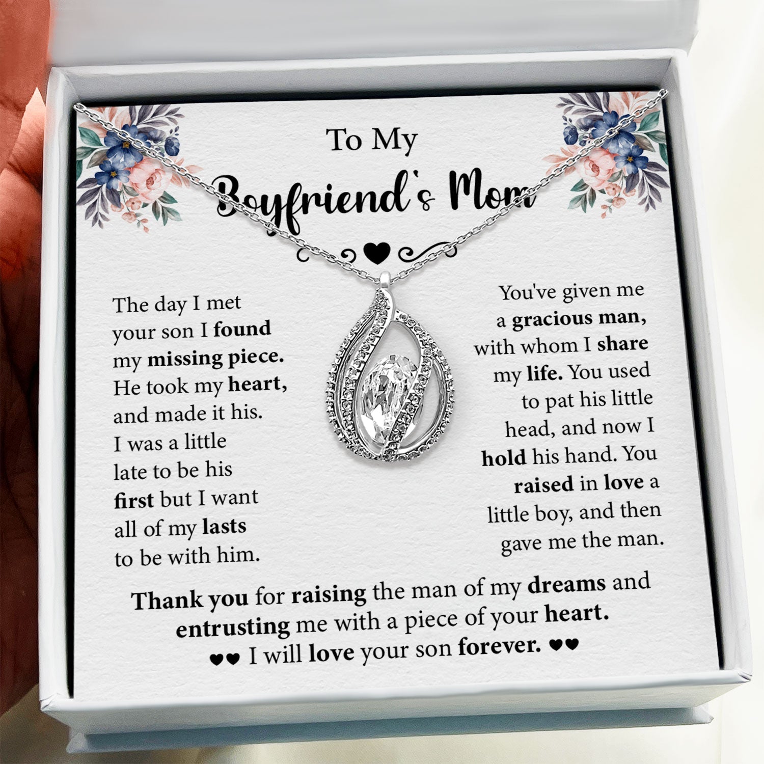 To My Boyfriend's Mom - I Will Love Your Son Forever - Orbital Birdcage Necklace Elsy Style Necklaces