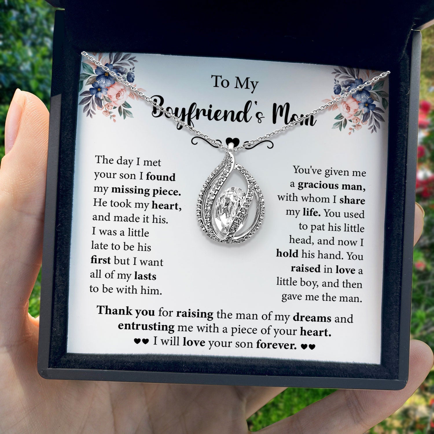 To My Boyfriend's Mom - I Will Love Your Son Forever - Orbital Birdcage Necklace Elsy Style Necklaces