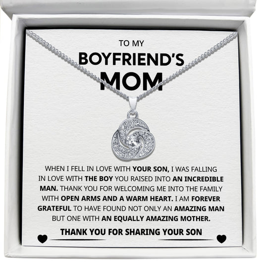 To My Boyfriend's Mom - Thank You For Welcoming Me Into The Family - Tryndi Love Knot Necklace Elsy Style Necklaces