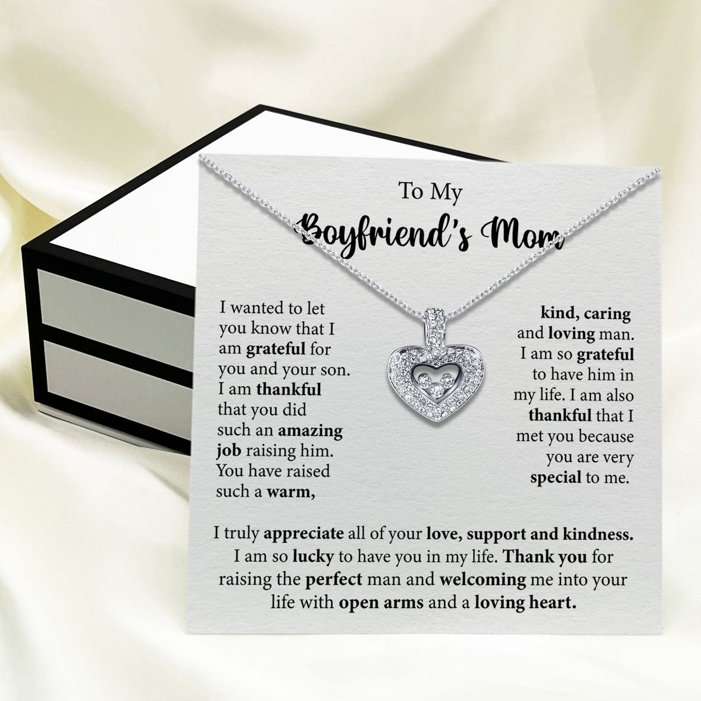 To My Boyfriend's Mom - You Did Such An Amazing Job Raising Him - Tryndi Floating Heart Necklace Elsy Style Necklaces